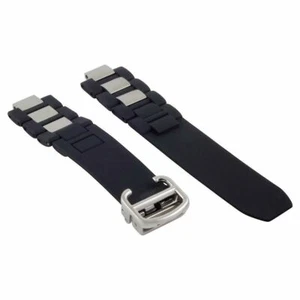 RUBBER+STEEL WATCH BAND FOR CARTIER MUST 21 CHRONOSCAPH AUTOSCAPH + SILVER CLASP - Picture 1 of 4