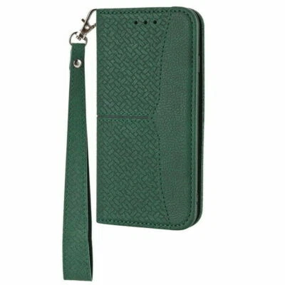 Flip Weave Leather Wallet Phone Case For iPhone 11 12 Mini 13 Pro - Image 1 of 4