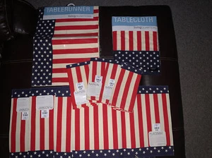 U.S. Flagge Tischdecke Tischläufer 4 Servietten 4 Tischsets American Living Quarters - Bild 1 von 8
