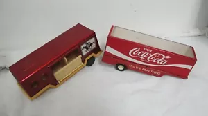 VINTAGE BUDDY L STEEL PLASTIC COCA COLA & HORSE WEATERN 7" TRAILERS (2) JAPAN - Picture 1 of 11