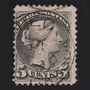 FRANCOBOLLO CANADA 1889 5c GRIGIO BRUNASTRO SG106 USATO BENE + CDS ANNULLAMENTO - Foto 1 di 1