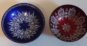 X 2 Vintage Enamel Dish Trinket / Ring Bowls Dishes Austrian - Picture 1 of 5
