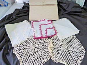 A+ Vintage Lot 3 Hankies + 2 Doilies Handmade Fancy Handmade Crochet Lace - Picture 1 of 10