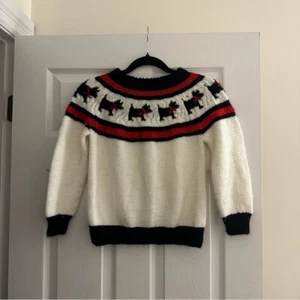 Size L Kids Black, White and Red Knit Dog Sweater - Picture 1 of 3