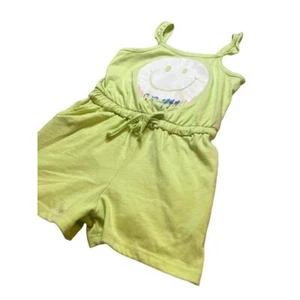 Justice Romper Girls Small 7/8 Green Sleeveless Smiley Face Pockets Cute Outfit - Picture 1 of 9