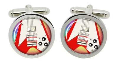 Flying V Gitarre Manschettenknöpfe In Chrombox - Bild 1 von 4