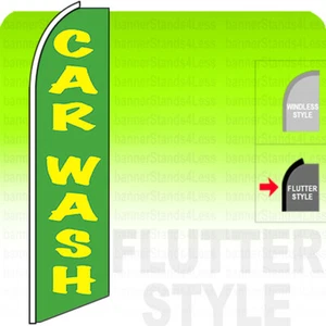 CAR WASH  Swooper Flag Feather Banner Sign 11.5' Tall FLUTTER Style gb - Picture 1 of 2