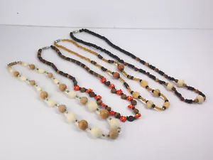 Vintage Costume Jewellery Statement Necklace Bundle Wooden Beaded Screw Clasp - Picture 1 of 8