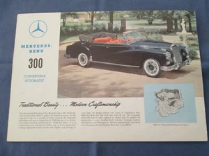 1957-1962 Mercedes Benz 300 Convertible Auto Brochure Sheet W189 300d Catalog - Picture 1 of 2