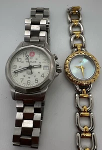 Lot Of 2 Lady’s Vintage Swiss Quartz Wristwatches Wenger & ESQ For Parts/Repair - Picture 1 of 7