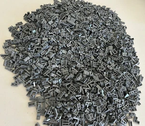 SHIPS FREE! Lego HUGE Lot (400) DARK BLUISH GRAY 1x2 Plate Tile Handle Parts Mix - Picture 1 of 1