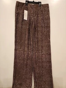 Neu mit Etikett Peruvian Connection Chandra Leaf Damenhose Größe 8 weites Bein khaki 159 $ - Bild 1 von 13