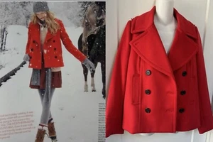 LNWOT J Crew Harbor Peacoat Coat Jacket Red 100%wool sz4 - Picture 1 of 7