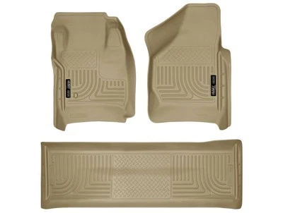 Husky Weatherbeater Mats Fit 08-10 F250/F350,F450 Crew w/o Manual Frt/2nd Tan Foto 1 de 4
