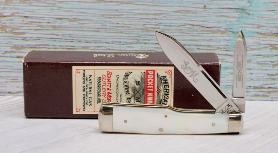 Cuchillo Schatt & Morgan 1998 Serie VIII Madreperla Pequeño Gunstock Jack 3" Foto 1 de 4