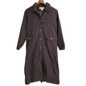 Cappotto trench/spolverino vintage LL Bean donna medio lavoro fienile foderato lana marrone - Foto 1 di 9