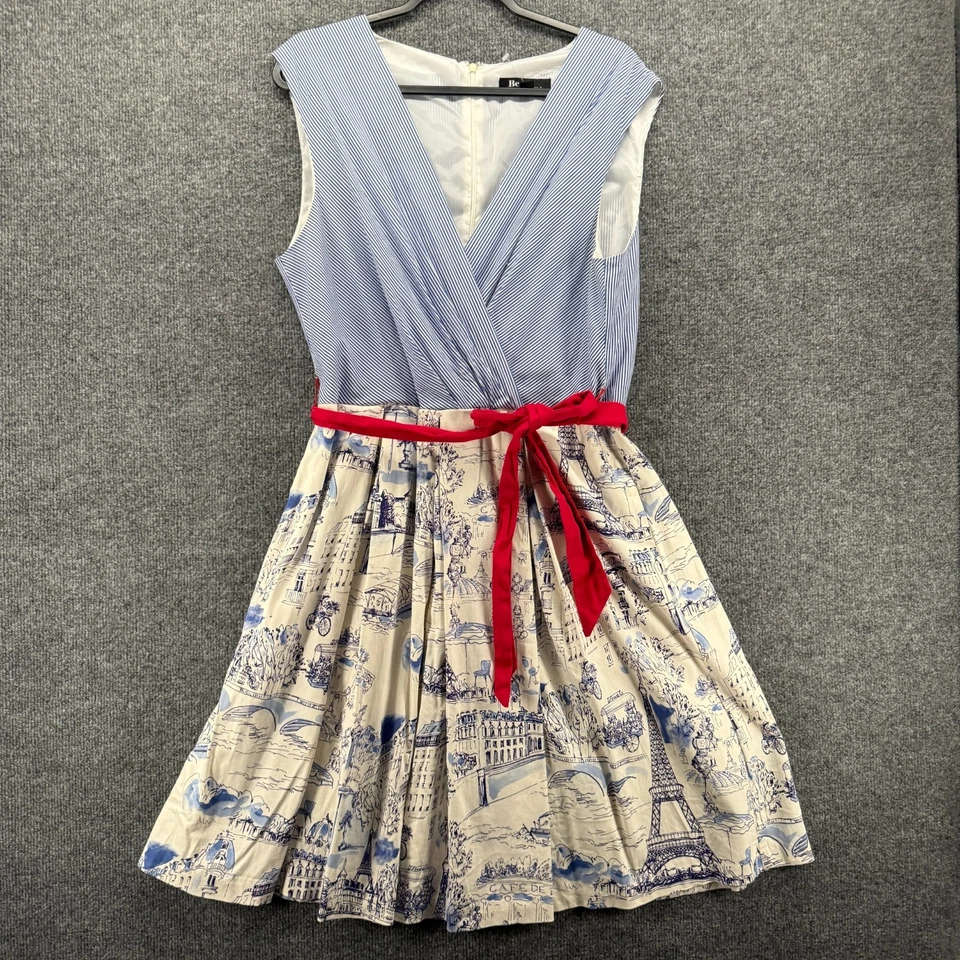 Chetta B Dress Womens 18 Paris France Red White Blue Retro Cocktail Pinup Formal - Image 1 of 4