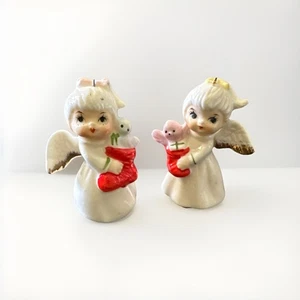 Raro Lote De Colección De 2 Adornos Napco Ángeles Hueso China Hecho En Japón - Imagen 1 de 5