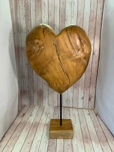 Teakholz Herz auf Ständer Deko Unikat 56cm - Bild 1 von 3