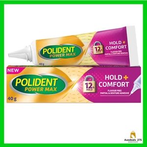 Polident Power Max Hold+Comfort Adhesive Cream for Dentures&Partials,Flavour AU - Picture 1 of 11