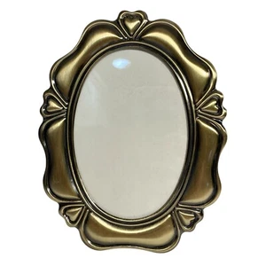 Vintage Art Nouveau Oval Gold Bronze Photo Picture Frame Hearts Victorian 3.5X5 - Picture 1 of 12
