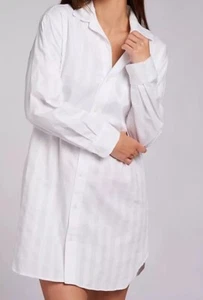 New Lauren Ralph Lauren Black Label LN32305 Boyfriend Sleepshirt White Stripe - Picture 1 of 5