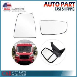 Set Mirror Glass Upper & Lower Passenger Side For Ford Transit Van 150 250 350 - Picture 1 of 7