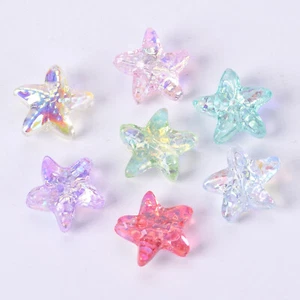 10pcs Glossy Starfish Star 14x15mm Crystal Glass Loose Beads For Jewelry Making - Picture 1 of 12