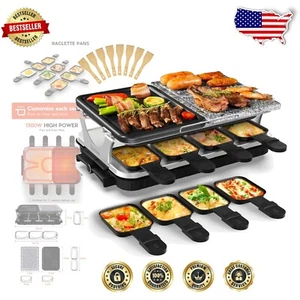 Versatile Korean BBQ and Raclette Grill with 8 Non-Stick Pans for Family Dining - Picture 1 of 10