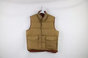 Vtg 70s Streetwear Mens Large Distressed Reversible Down Puffer Vest Jacket USA - Picture 1 of 24