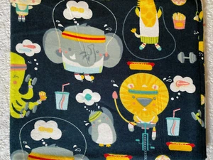 RARE & OOP Designer Novelty Exclusive WILD ANIMALS EXERCISE GYM *Cotton Flannel* - Bild 1 von 3
