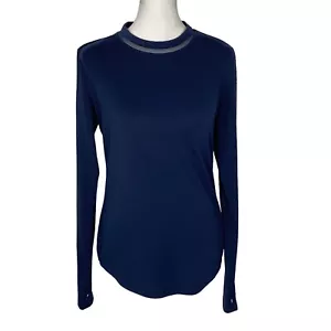 Maglione donna ATHLETA manica lunga taglia XS blu maglia righe schiena 74-3 - Foto 1 di 16
