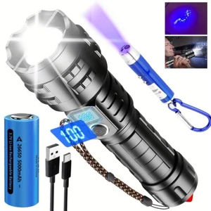 Linterna LED recargable USB súper brillante con linterna UV llavero para exteriores - Imagen 1 de 12