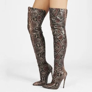 Stivale lungo a tacco slim 12cm elegante casual con cerniera numero da 34-46 - Picture 1 of 13