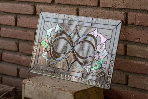 Tiffany Style Stained Glass Window Panel Custom Handcut Beveled Infinity Knot Cover