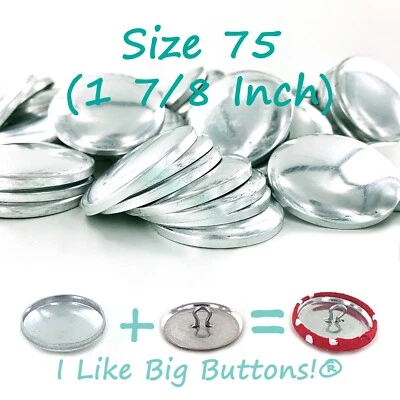 25 Cover Buttons & Tool Kit: WIRE BACK Size 75 (1 7/8"/48mm) Sew Fabric Buttons - Image 1 of 4