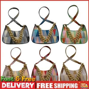 Women Ladies Handbags Colorful Triangle Printed Commute Bag Hobos Female Purse - Picture 1 of 20