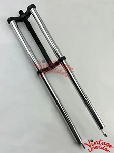 CHROME/BLACK TRIPLE TREE CHOPPER BICYCLE FORK 1" THREADED LOWRIDER CRUISER BIKE. - Picture 1 of 4