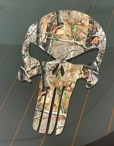 Punisher Skull Camo Bumpersticker Decal Die Cut Gloss Vinyl Camouflage Skull - Picture 1 of 6