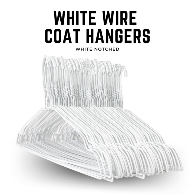 50 Wire Hangers - White Metal Hangers in Bulk - 18 Inch Thin Standard Dry  Cleaner Coated Steel