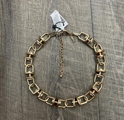 WHITE HOUSE BLACK MARKET Heavy Industrial Chain Link Gold Tone Necklace 18" WHBM - Image 1 of 4