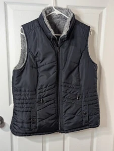 KC Collection Reversible Vest Black/Gray Faux Fur Women's Size XL  - Picture 1 of 10
