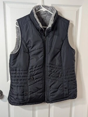 KC Collection Reversible Vest Black/Gray Faux Fur Women's Size XL  - Image 1 of 4