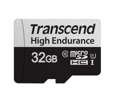 32GB Transcend High Endurance 350V microSDXC Memory Card CL10 UHS-I for Dashcams - Image 1 of 3