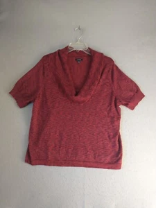 Apt 9 Womens Sweater 1X Red Short Sleeve Cowl Neck Tight Knit Solid Pullover - Picture 1 of 10