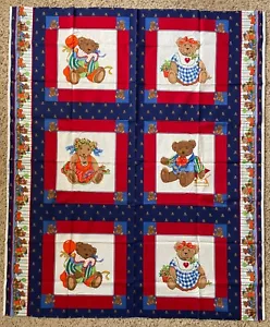 CRANSTON VIP Uncut Fabric Teddy Bear Child Quilt Pillow Squares Panels with Trim - Picture 1 of 2