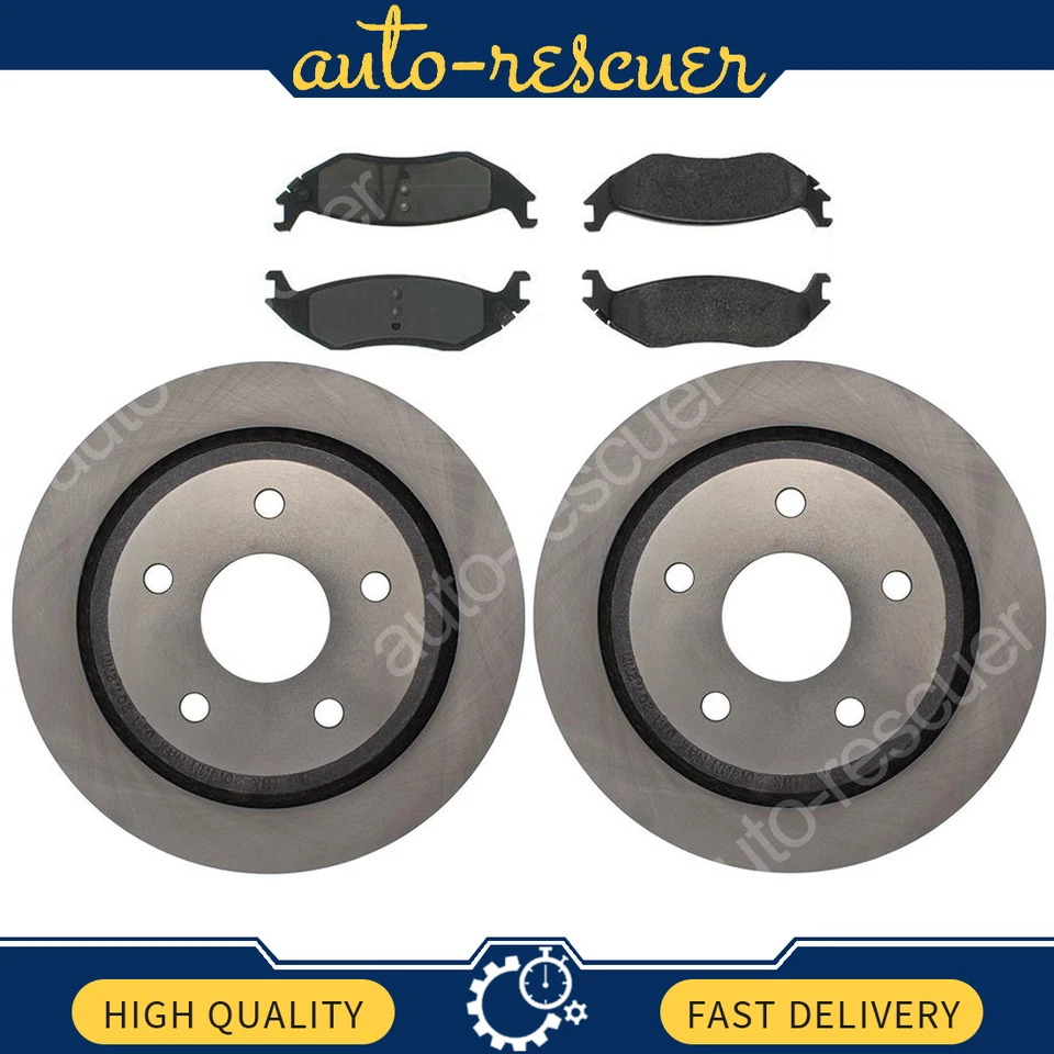 Rotores de freno traseros + pastillas de freno de cerámica para Dodge RAM 1500 2005-2017 2018 5LUGS Foto 1 de 4