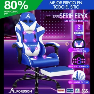 ALFORDSON Gaming Silla Oficina Masaje Ordenador Racing Asiento PU Piel Azul - Imagen 1 de 12