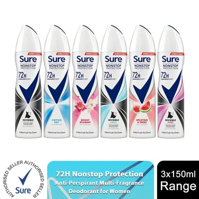 Sure Women Anti-Perspirant 72H Nonstop Protection Deodorant 150ml, 3 Pack - Image 1 of 4