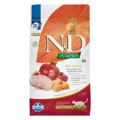 FARMINA N&D Cat Kürbis Wachtel & Granatapfel 1,5kg Trockenfutter Sterilisierte Katzen